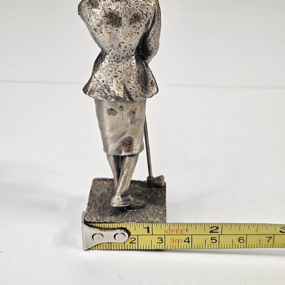 Vintage Female Golfer Statue Mini Statue Cast Metal Pewter Paperweight 4" - Picture 7 of 7